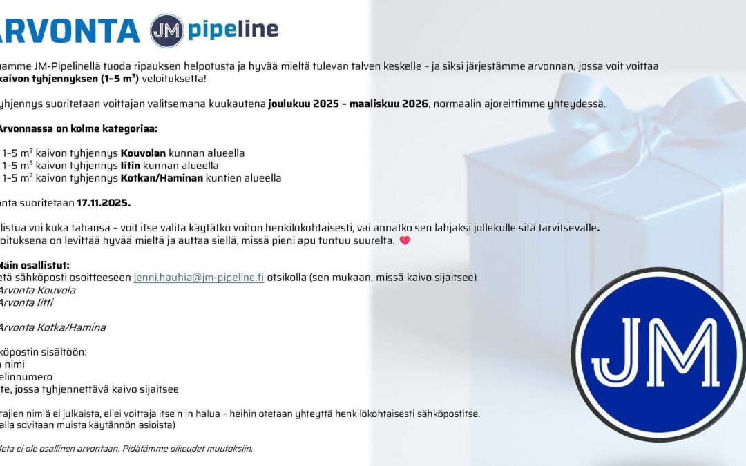 JM-Pipeline tuo hyvää mieltä talveen – osallistu arvontaan!